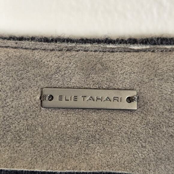 ELIE TAHARI $898 JOPLIN Genuine Lamb Leather MerinoWool Asymmetric Moto Jacket M - Picture 4 of 14